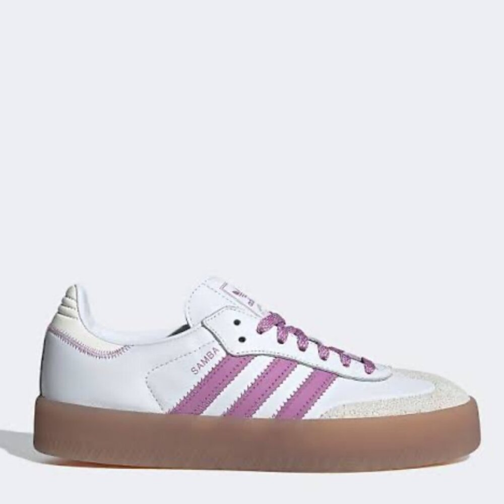 Adidas Sambae Cloud White Purple Leather Sneaker Shoe Size 7 NEW WITH TAG - Picture 4 of 5